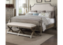 French Provincial Wooden King Bed Frame with Light Oak Finish - Amira
